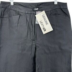 VTG Chadwick's Black Genuine Leather DEADSTOCK Straight Leg Pants SZ 12T 90s